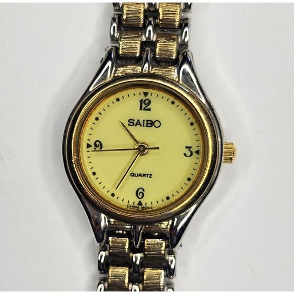 SAIBO Analog Quartz WristWATCH Timepiece Two Tone Gold Silver Band New - Picture 4 of 7